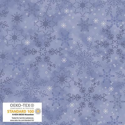 Stof We Love Christmas Big Snowflake Blue Silver Fabric