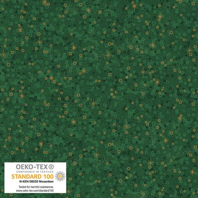 Stof We Love Christmas Sprinkle Green Gold Fabric