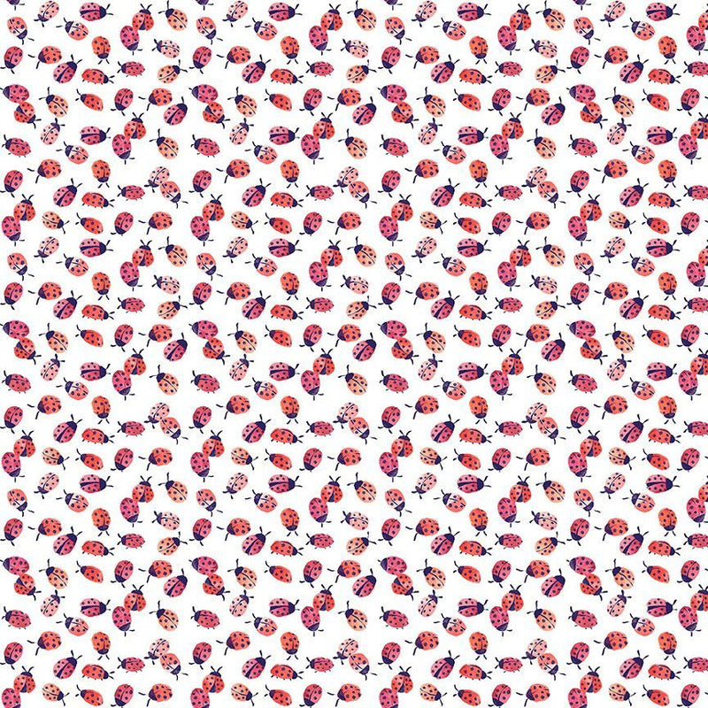 Dear Stella Spring It On White Lady Bugging Digital Print Fabric