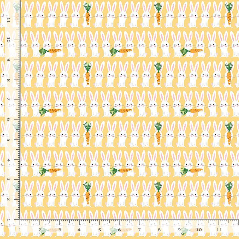 Dear Stella Sweet Purrenials Bunny Stripe Sunshine Fabric