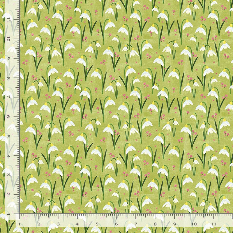 Dear Stella Sweet Purrenials Snowdrops Fern Fabric