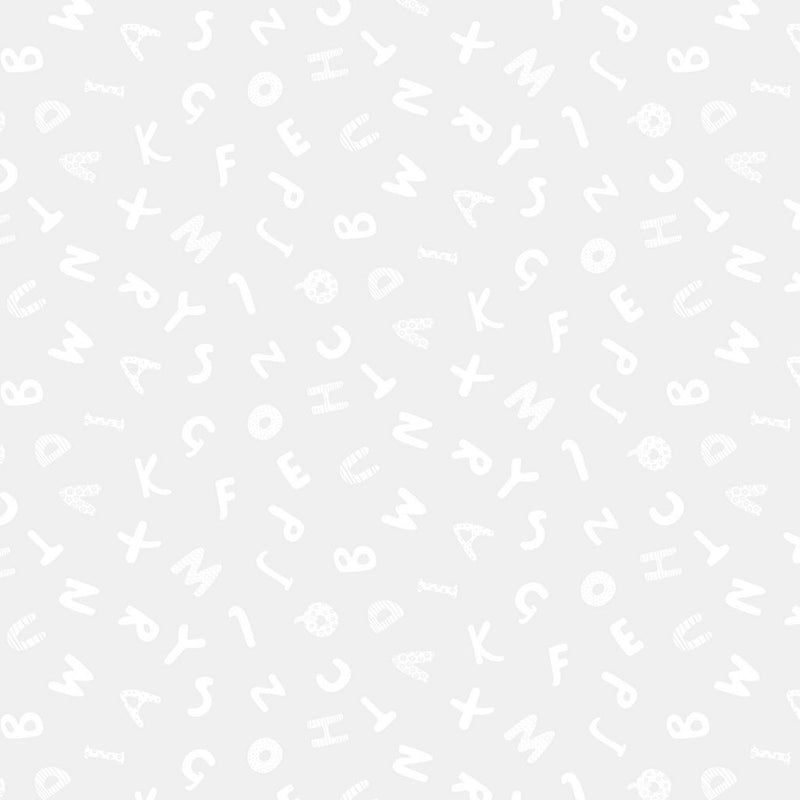 Dear Stella Monochrome Easy As ABC White on White Fabric