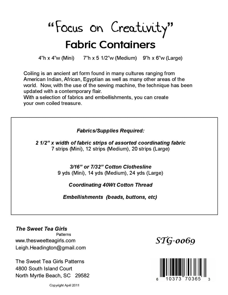 Focus On Creativity Fabric Containers