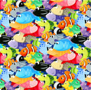 Clothworks Under The Sea Allover Fish Multi Fabric
