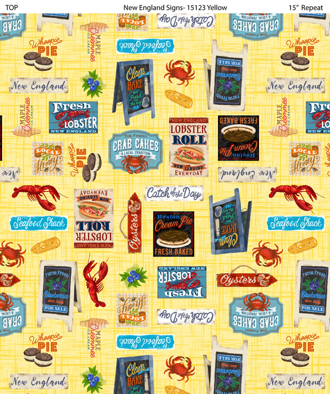 Pre Order All New England Shop Hop 2025 New England Signs Yellow Fabric