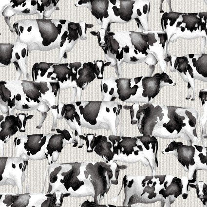 Studio E Buttermilk Farmstead Cow Toss Milk Black White Fabric ONLINE ONLY