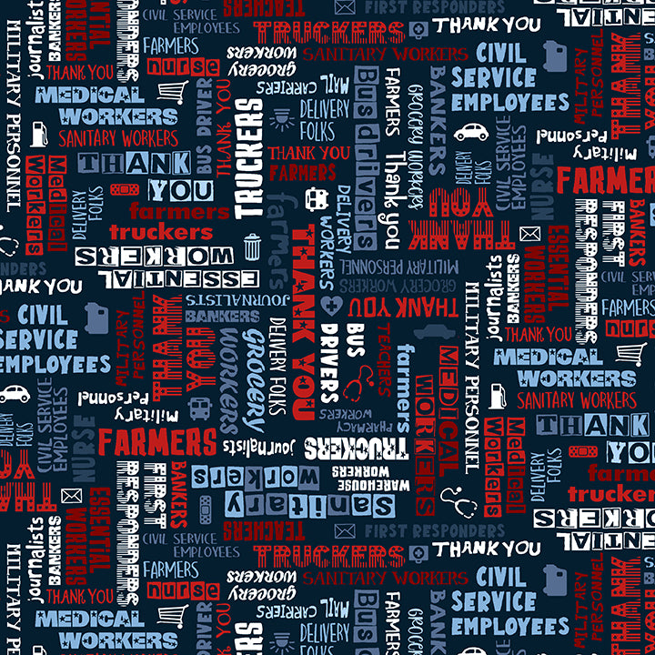 Studio E Essential Heroes Words Of Thanks Patriotic Fabric ONLINE ONLY