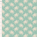 Tilda Sunday Brunch White Flower Teal Fabric