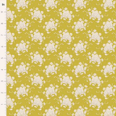 Tilda Sunday Brunch White Flower Sour Yellow Fabric