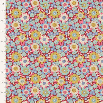 Tilda Wallflower Lauren Burgundy Fabric