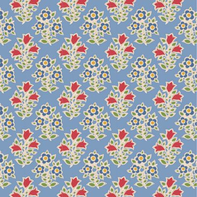 Tilda Jubilee Light Blue Farm Flowers Fabric