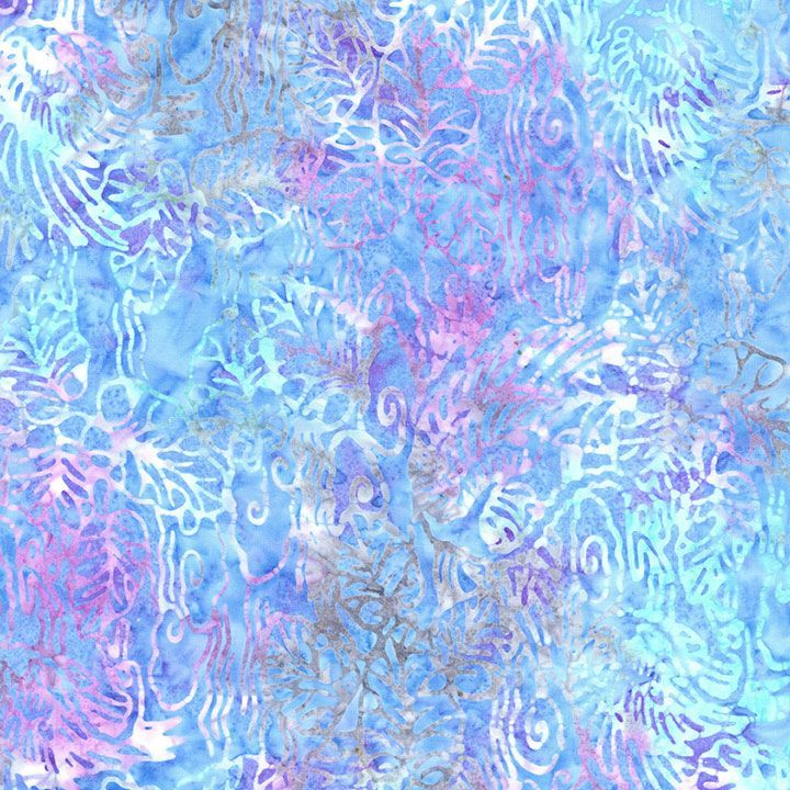 Timeless Treasures Tonga Batik Sea Plants Delphinium Fabric