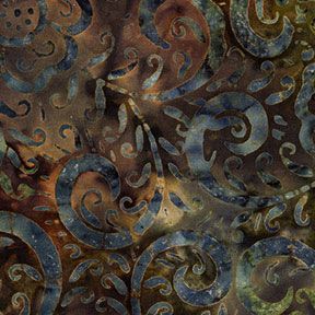 Timeless Treasures Tonga Batik Fiesta Flower Olive Fabric
