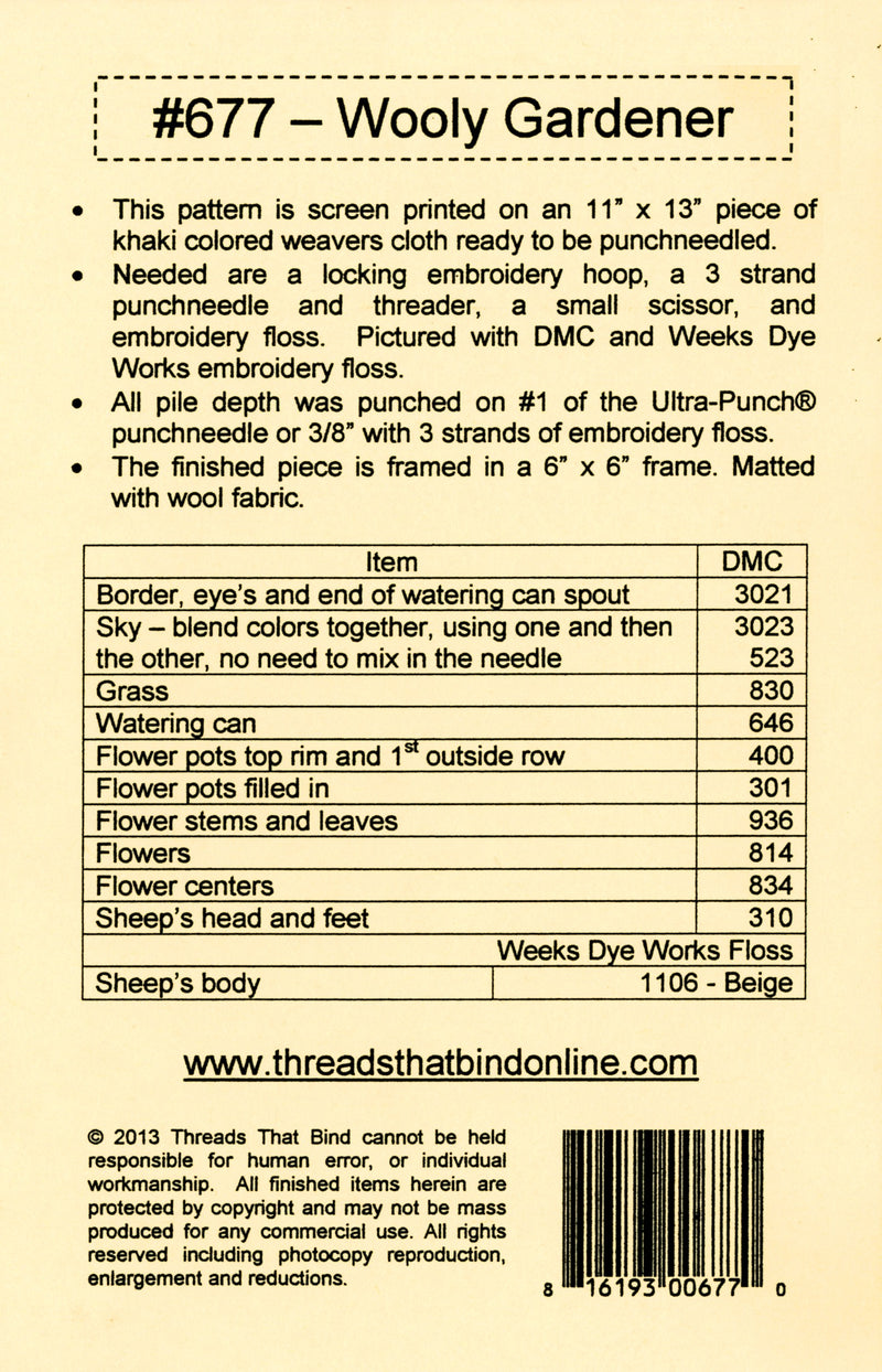 Wooly Gardener Punch Needle Pattern