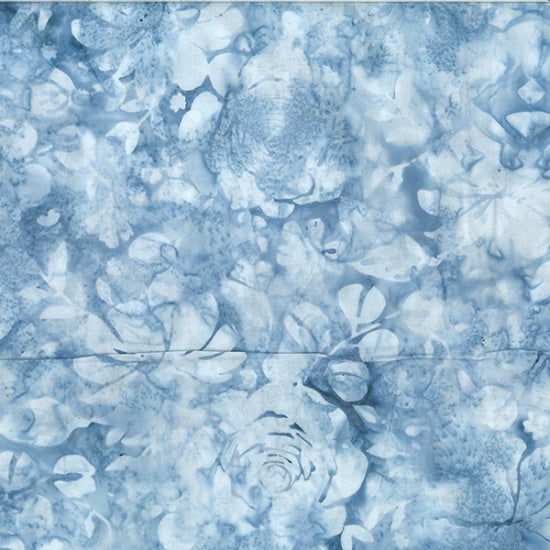 Hoffman Fabrics Bali Batik Large Mixed Floral Dusty Blue Fabric