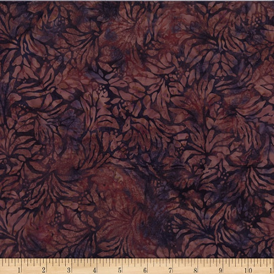 Hoffman Fabrics Bali Batik Walnut Floral Stems Fabric