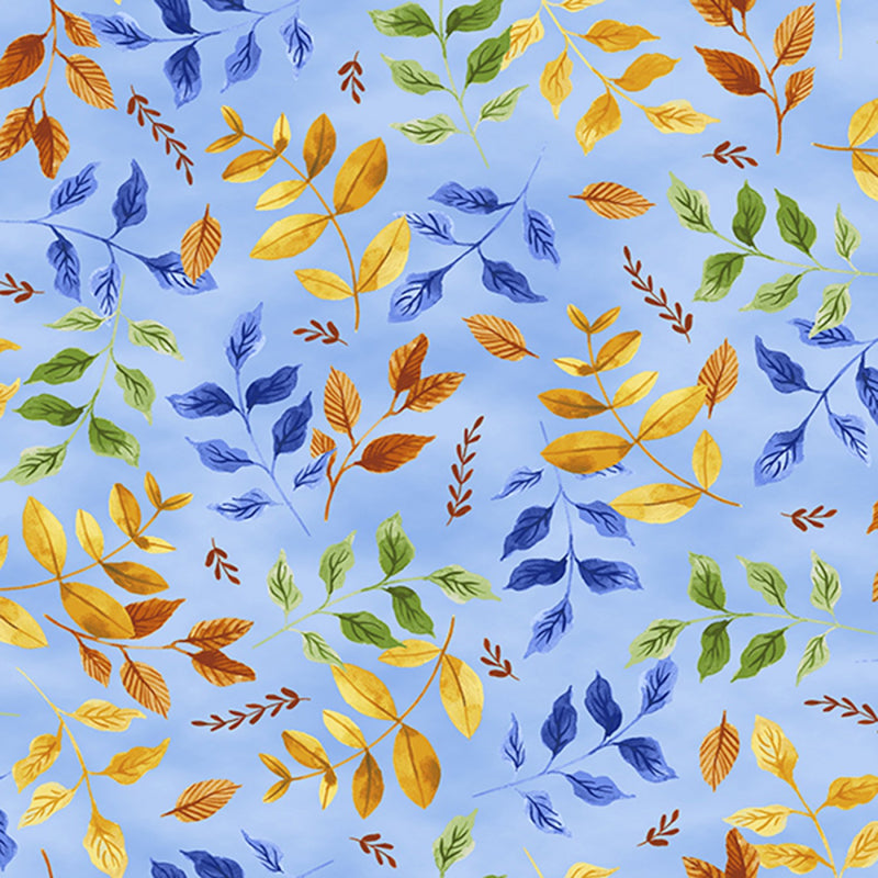 Hoffman Fabrics Bountiful And Blue Leaves Periwinkle Fabric