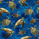 Hoffman Fabrics Tides Of Color Turtles Cobalt Digital Print Fabric