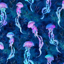 Hoffman Fabrics Tides Of Color Jellyfish Cobalt Digital Print Fabric