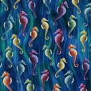 Hoffman Fabrics Tides Of Color Seahorses Cobalt Digital Print Fabric