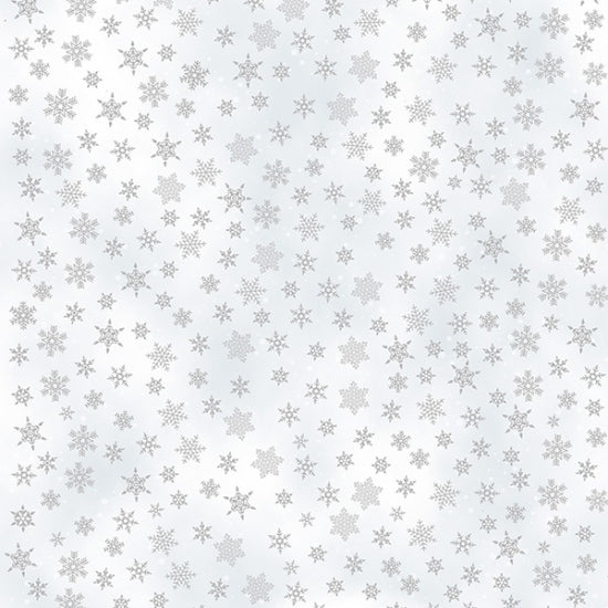 Hoffman Fabrics Whispering Woods Snowflakes Frost Silver Fabric