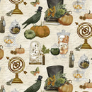White Owl Dark Academia Terrariums Cream Fabric