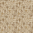 White Owl Dark Academia Keys Tan Fabric
