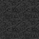 White Owl Dark Academia Scrolls And Webs Charcoal Fabric
