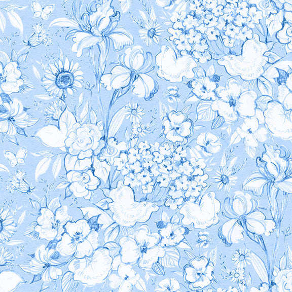 Lumin Fabrics Amalfi Coast Packed Floral White Fabric