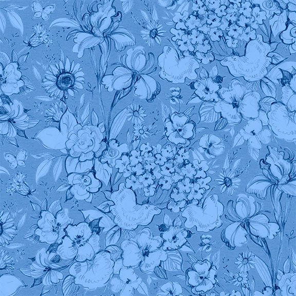 Lumin Fabrics Amalfi Coast Packed Floral Blue Fabric