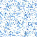 Lumin Fabrics Amalfi Coast Birds And Bees White Blue Fabric