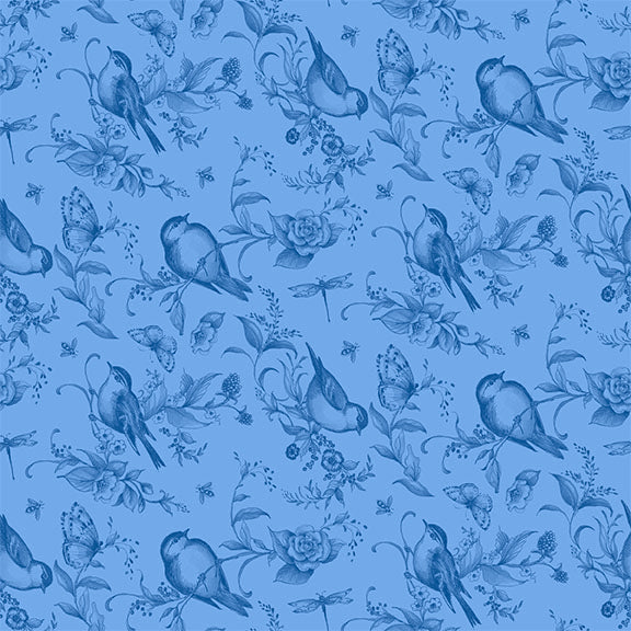Lumin Fabrics Amalfi Coast Birds And Bees Blue Fabric