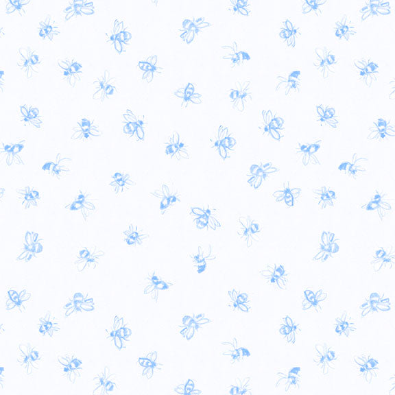 Lumin Fabrics Amalfi Coast Bees White Fabric