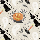 White Owl Hauntingly Yours Halloween Icons Cream Fabric