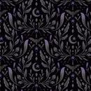 White Owl Hauntingly Yours Halloween Damask Black Purple Fabric