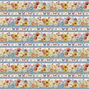 White Owl Growing In Color Border Stripe Fabric