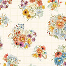 White Owl Growing In Color Bouquets Cream Fabric