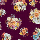 White Owl Growing In Color Bouquets Plum Fabric
