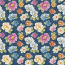 White Owl Growing In Color Medium Floral Denim Fabric