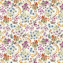 White Owl Growing In Color Small Floral Cream Fabric