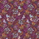 White Owl Growing In Color Small Floral Plum Fabric