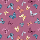 White Owl Growing In Color Butterflies Plum Fabric