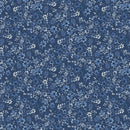 White Owl Growing In Color Tonal Floral Denim Fabric