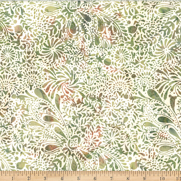 Bali Batik Forest Floor Dragonfly Leaf Fabric