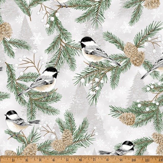 Hoffman Fabrics Winter's Eve Frost Silver Fabric