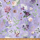 Hoffman Fabrics Botanical Charm Flowers And Butterflies Lavender Fabric