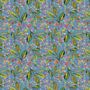 Hoffman Fabrics Whimsical Flower Garden Leaves Blue Fabric