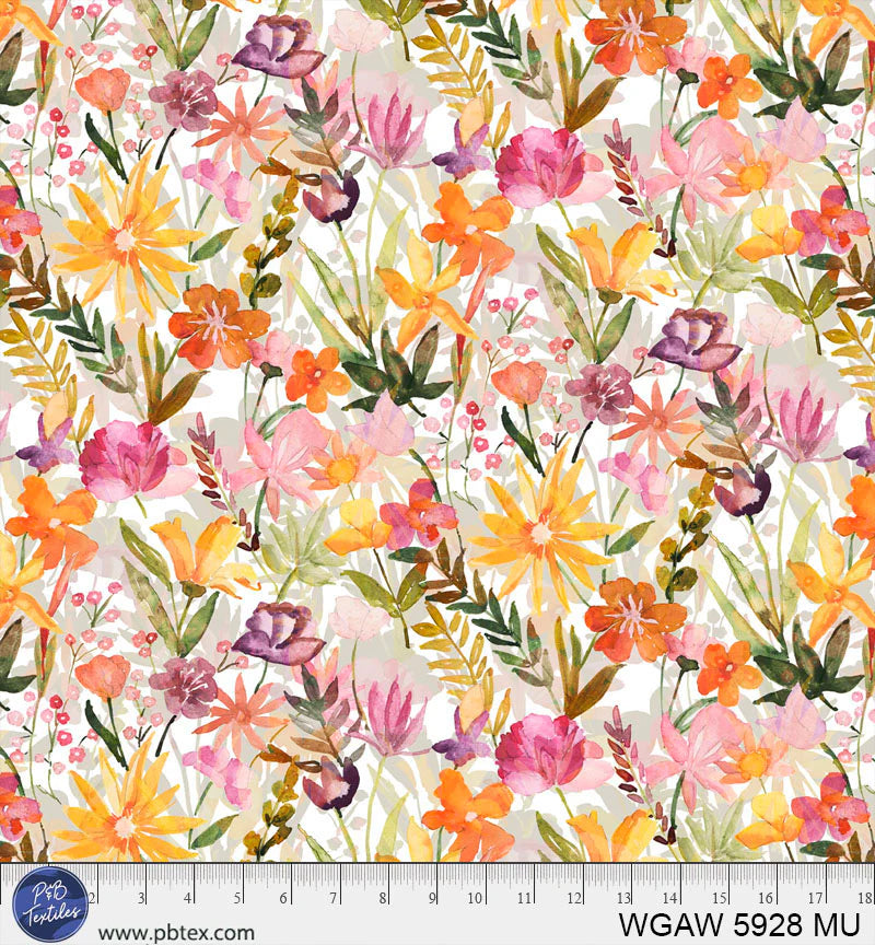 P & B Textiles Whispering Gardens Multi Wide Back Fabric