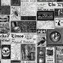 Timeless Treasures Wicked Times Newspaper White Fabric