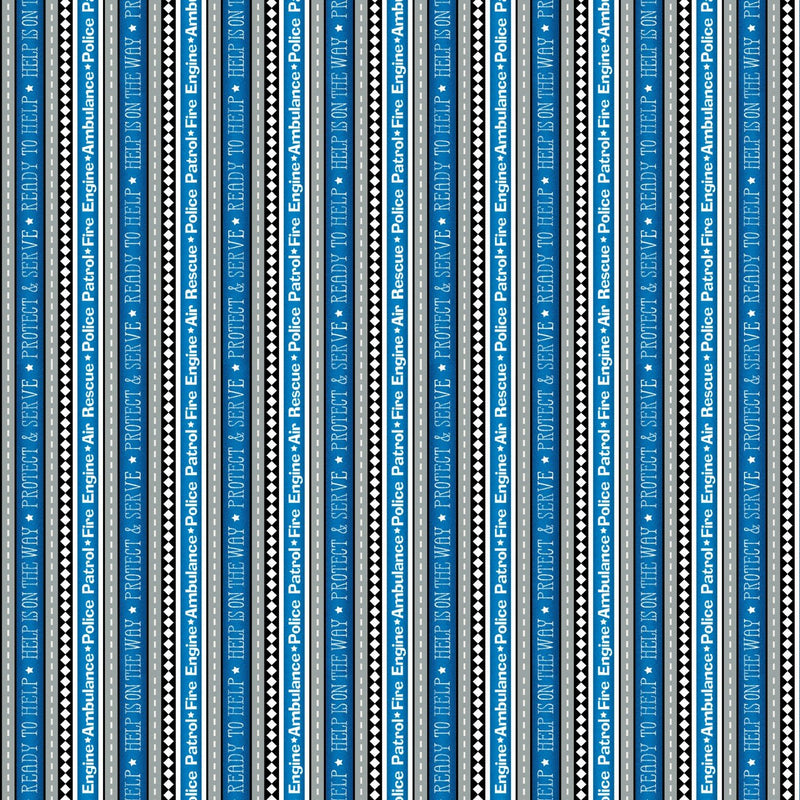 Wilmington Prints Help Is On The Way Stripe Blue Fabric ONLINE ONLY